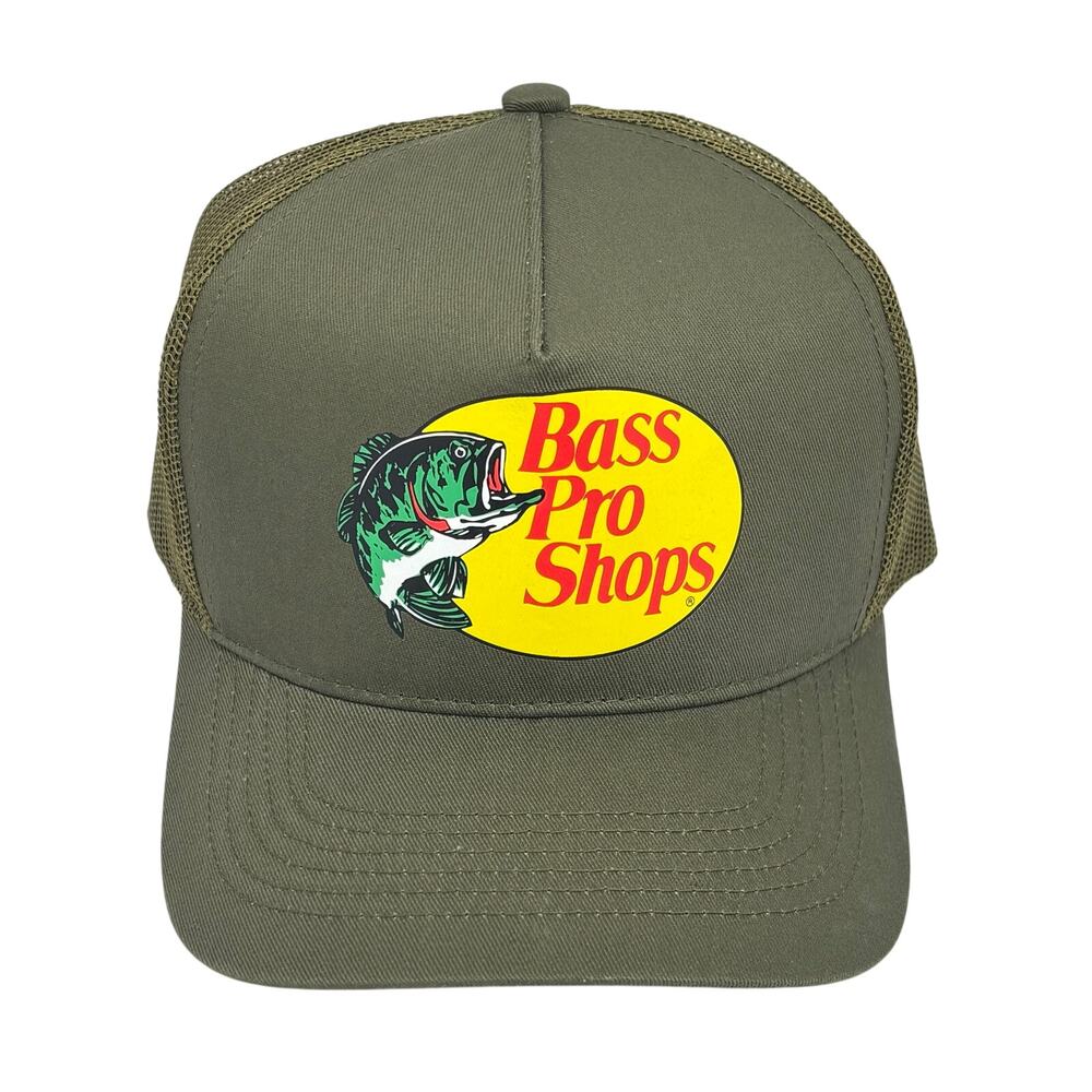 Bass Pro Shops Mesh Trucker Hat Olive Green Snapback Fishing Cap‎ BPS75038 OSFM